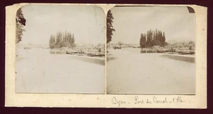 ancienne Photo stéréo vers 1900 . Dijon . Port du canal . l'île . vers 1900 - Imagen 1 de 1