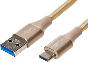 USB A To USB Type C 3m Charging Data Cable Phone Charge Braided Gold - Picture 1 of 5