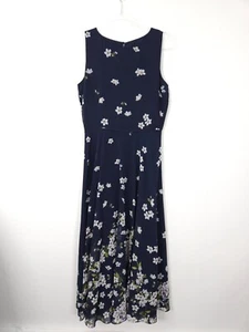 Hobbs Dress Size 10 Carly Navy Midnight Ivory Floral Midi Occasion Cocktail - Picture 1 of 11