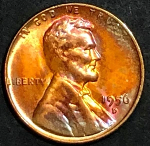 1956-D - LINCOLN WHEAT BACK CENT - MS BU - COLORFULLY TONED - Picture 1 of 2