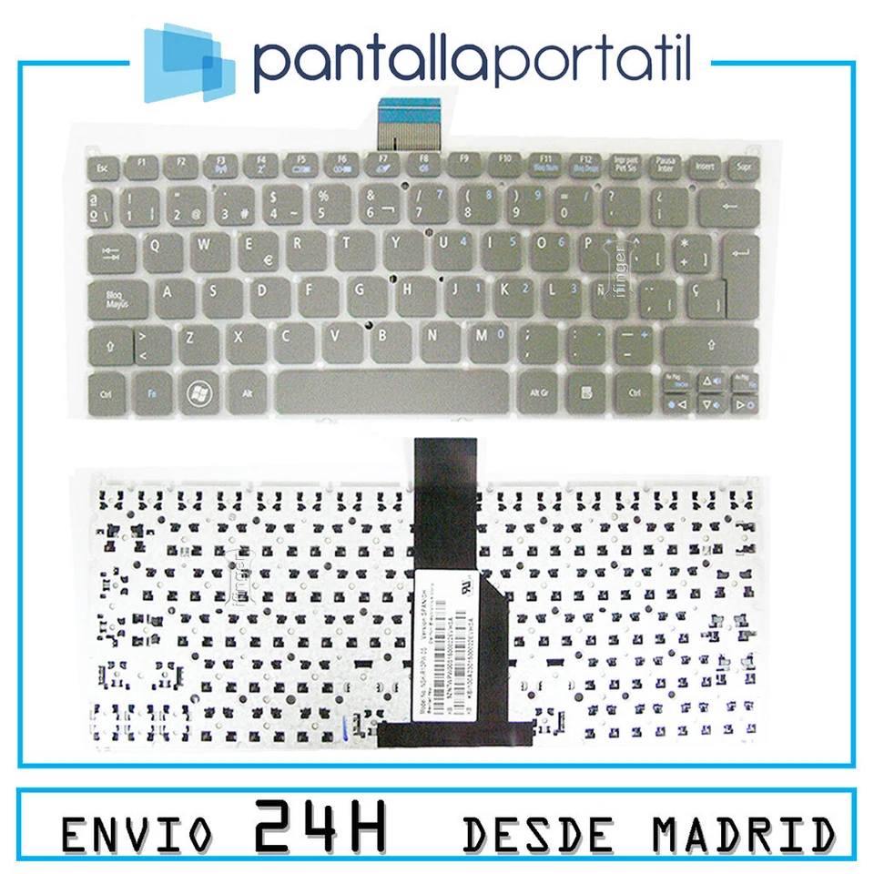 Teclado español para Acer Aspire One 725 Gris [Sin Marco] GARANTIZADA repuesto - Imagen 1 de 1