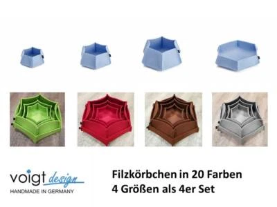 FILZKÖRBCHEN 4er-SET „Sechseck“ Filz Korb Körbchen Deko Aufbewahrung (20 Farben) - Bild 1 von 3
