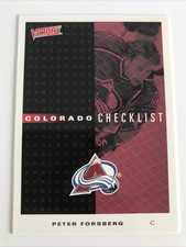 NHL Card, Peter Forsberg, Colorado Checklist, Victory 1999-00