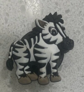 Vintage JIBBITZ Zebra Croc Shoe Charm White Black 2006 Africa Safari Zoo Animal - Picture 1 of 4