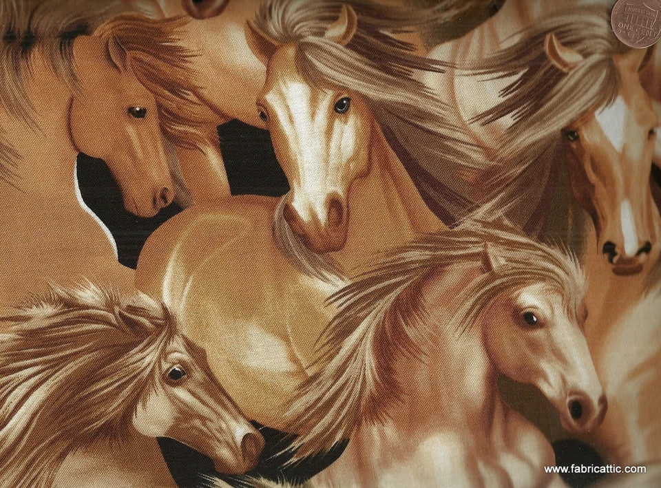 Wild Horses Timeless Treasures  fabric 21 inch piece - Image 1 of 1