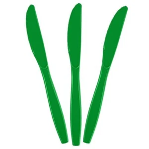 20 Pack Dark Green Plastic Knives Heavy Duty Amscan All Occasions Disposable - Picture 1 of 6
