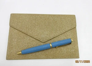 Umschlag 7x4" mit Zwickel Geldbörse Leder Shagreen geprägt Liste $ 75 Sand - Bild 1 von 7