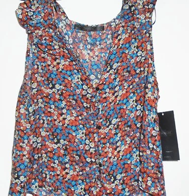 Zara Trafaluc Printed Top brown blue floral blouse Size S / Small New Tags BNWT - Image 1 of 4