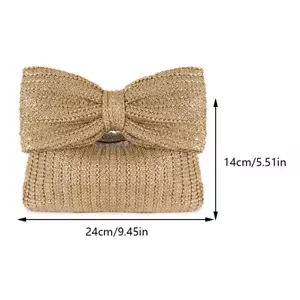 Women Bow Purse Summer Straw Woven Clutch Bag Luxury Design Handbags Purses Vaca - Picture 1 of 6