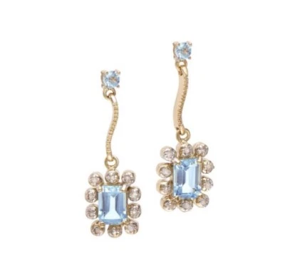 Womens 18K Yellow Gold Finish Diamonds Topaz Earrings - Image 1 of 4