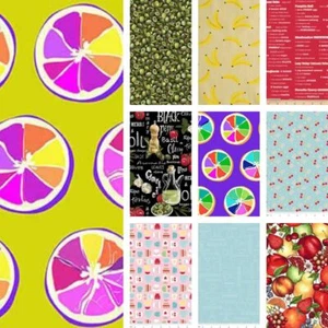 Food Fabric Fruit Vegetables Baking FAT QUARTERS Quilt Bunting Sewing Material - Picture 1 of 10