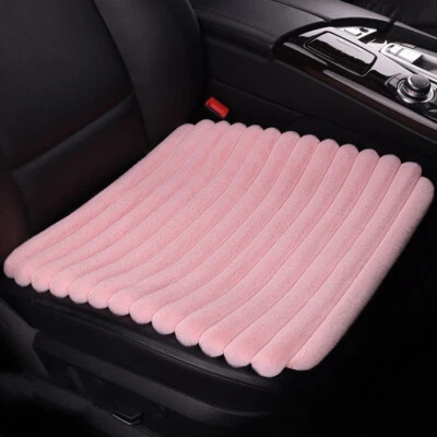 Funda de cojín de asiento de coche de felpa a rayas horizontales almohadilla protectora de silla cálida de invierno Foto 1 de 4