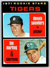 1971 Topps SAUNDERS / MARTING #423 Tigers Rookie Stars RC no creases - FREE Ship