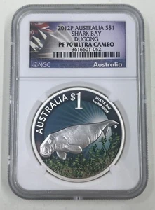 2012p Australia S$1 NGC PF70 Ultra Cameo Dugong Shark Bay - Picture 1 of 4