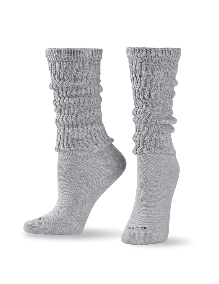 HUE 299827 Womens Slouch 2 Pair Socks, White/Light Charcoal Heather, One Size US - Image 1 of 2