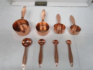 (8) Piece Copper Plated Measuring Cups And Spoons Never Use - Picture 1 of 7