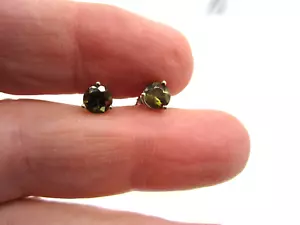 Splendidi Orecchini a Borchie Oro Bianco 14K Estate Taglio Rotondo Sintetico - Foto 1 di 5