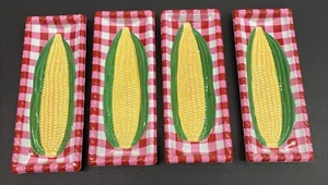Plastic Rectangle Corn On The Cob Holders Plaid Summer Lot of 4 Sweet Corn - Picture 1 of 6