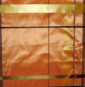 SCALAMANDRE Adam Plaid Taffeta Salmon Black Gold Brown Silk New Remnant  - Picture 1 of 1