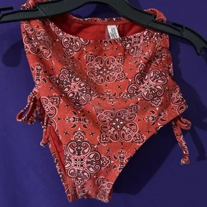 Size XS Unique Vintage Swim Bottom Red Bandana Print - Picture 1 of 5