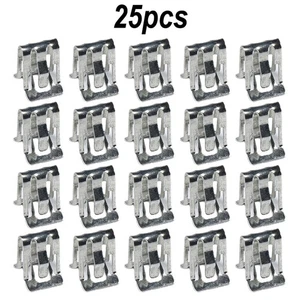 25Pcs Metal Fastener Clips 1/2" X 5/8" Car Retainer Moulding Trim Accessories - Picture 1 of 24