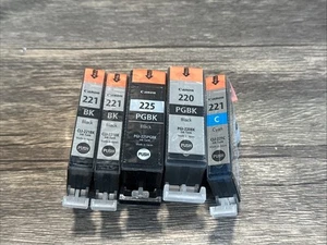 Originale Canon PGBK-220/225 CLI-221C e 2 Cli-221bk 5 totali - Foto 1 di 12