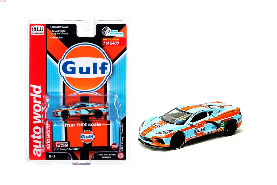 Autoworld 1:64 L/E 2020 Chevrolet Corvette Gulf Livery CP7895 GULF-BLUE - Image 1 of 1