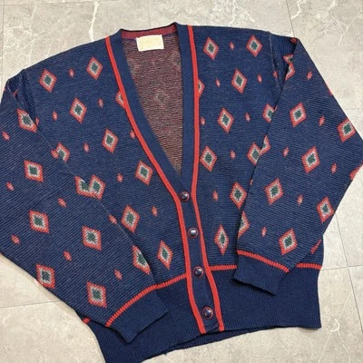 Vintage Pendleton Mills Diamond Cardigan Sweater 100% Virgin Wool Size Large - Image 1 of 4