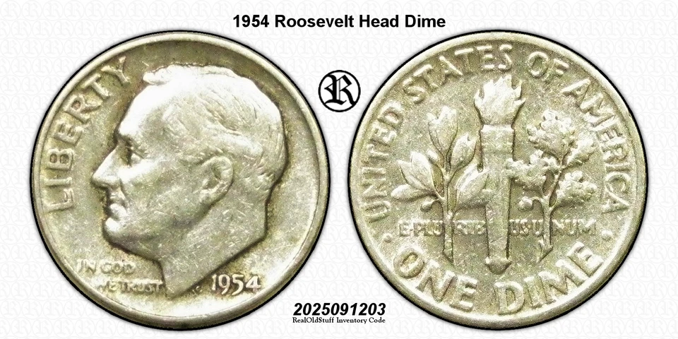 1954 Roosevelt Head Silver Dime - 2025091203 - Image 1 of 1