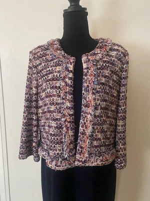 Blazer St John para mujer talla 12 tejido manga 3/4 cierre de gancho Foto 1 de 4