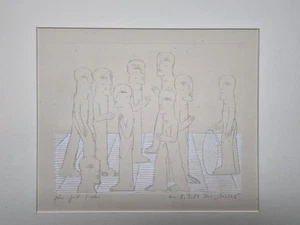 RAR Horst Antes Radierung "Kopffüßler-Figuren" signiert weiß gehöht UNIKAT 1984 - Bild 1 von 3