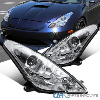 Fit 00-05 Toyota Celica Projector Headlights Head Lamps w/ LED Lights Left+Right - Imagem 1 de 4