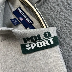 Vintage Polo Sport Rugby Shirt Herren Large grau grün Kragen Y2K Retro 1/4 Knopf - Bild 1 von 10