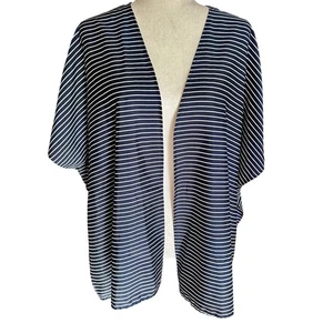 Cardigan The Limited donna M/L blu navy bianco righe aperto davanti manica corta - Foto 1 di 10