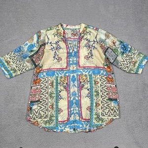 Blusa Johnny Was Hari Top Mujer M Multicolor 100% Seda Transparente Top Hippie Boho - Imagen 1 de 8