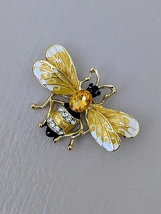 Bee Wasp Brooch Pin Enamel And Crystals - Picture 1 of 5