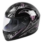 DOT Flip Up Full Face Helmet Black Pink Butterfly Medium
