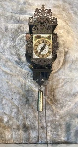 Grande raro orologio vintage antico olandese Strikes, pesi guidati e grande campana. - Foto 1 di 24
