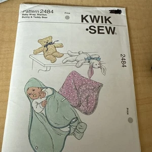 Manta envolvente bebé bebé Kwik patrón de costura 2484 conejito oso de peluche SIN CORTAR - Imagen 1 de 12