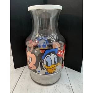 Disney Mickey and Friends Minnie Donald Botella de Jugo de Vidrio Jarra Tapa De Colección - Imagen 1 de 8
