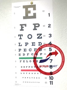 Snellen Augenuntersuchung / Sehtest / Untersuchung - Wandtafel - 22" mal 11" - Bild 1 von 1