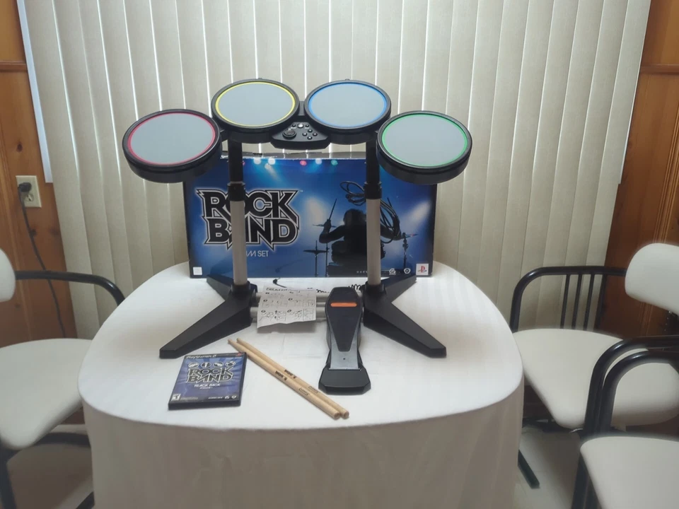 Rock Band Complete Wired Drum Set 822148 Playstation 2 PS2 W/Pedal+sticks+game - Image 1 of 4