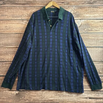 Nautica 3XLT рубашка-поло синий зеленый Tartan клетку длинным рукавом опрятный длинным рукавом - Изображение 1 из 4