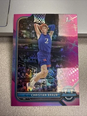 2021-22 Bowman University - Christian Braun #6 Pink Refractor (RC) - Image 1 of 2