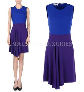 STELLA MCCARTNEY DRESS COLORBLOCK BLUE PURPLE JERSEY sz US 6 8 - Picture 1 of 5