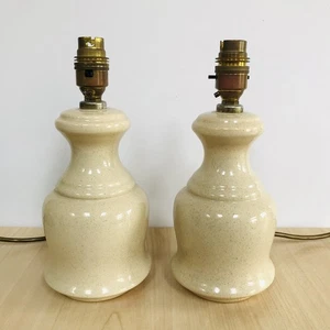 Lámparas de mesa gorditas x 2 accesorios de latón de cerámica moteada crema coagulada de colección - Imagen 1 de 10