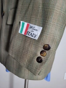 Vintage Neu 38R Seide Wolle Grün Orange Gold Zweireiher Blazer Jacke Sport Mantel - Bild 1 von 7