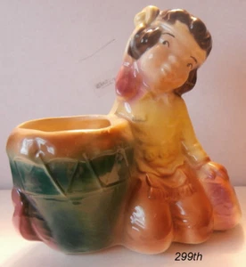 1- ROYAL COPLEY "Native Drummer Planter" as shown H: 6-1/2" - Picture 1 of 7