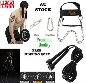 BODYBUILDING WEIGHT LIFTING GYM MMA FITNES HEAD NECK HARNESS BAR STRAP WITH ROPE - Picture 1 of 8