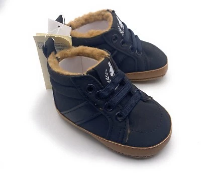 NWT Baby Gap Black Faux Fur Lace up No Tie Dress Shoes - 0-3 Months Retail $30 - Image 1 of 4